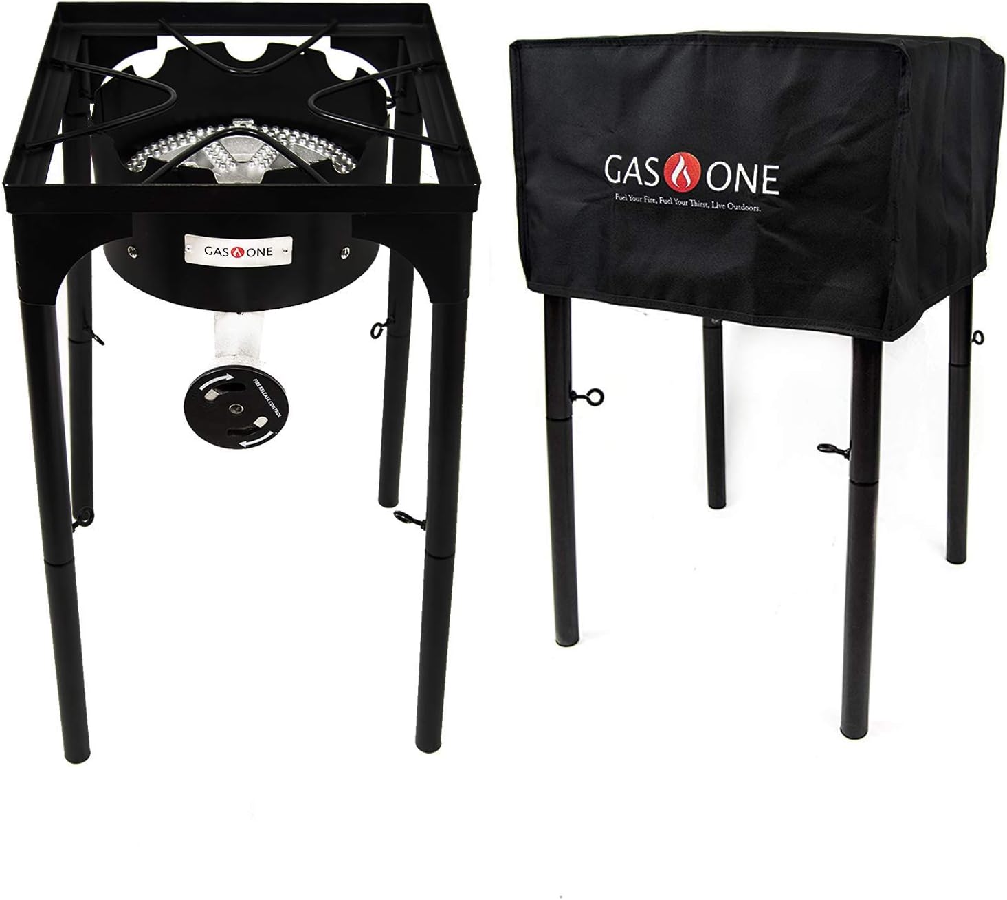Leaderware 9-Mouth Propane Gas Burner – 83,300 BTU/HR High Pressure With Automatic Igniter, Cast Iron Griddle (B-0002)