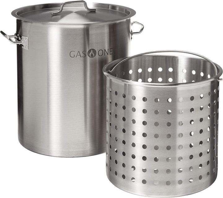 STAINLESS STEEL TURKEY FRYING POT W/STEAMER BASKET