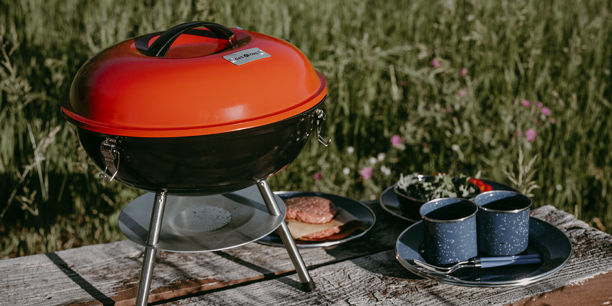 Portable Round Charcoal Grill Gas One