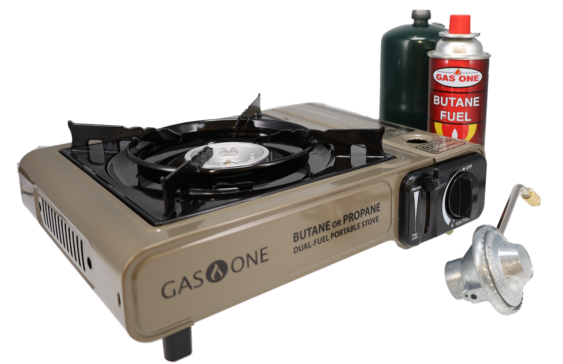Gasone Mini Camp Stove and Butane Fuel (4-Piece Bundle)
